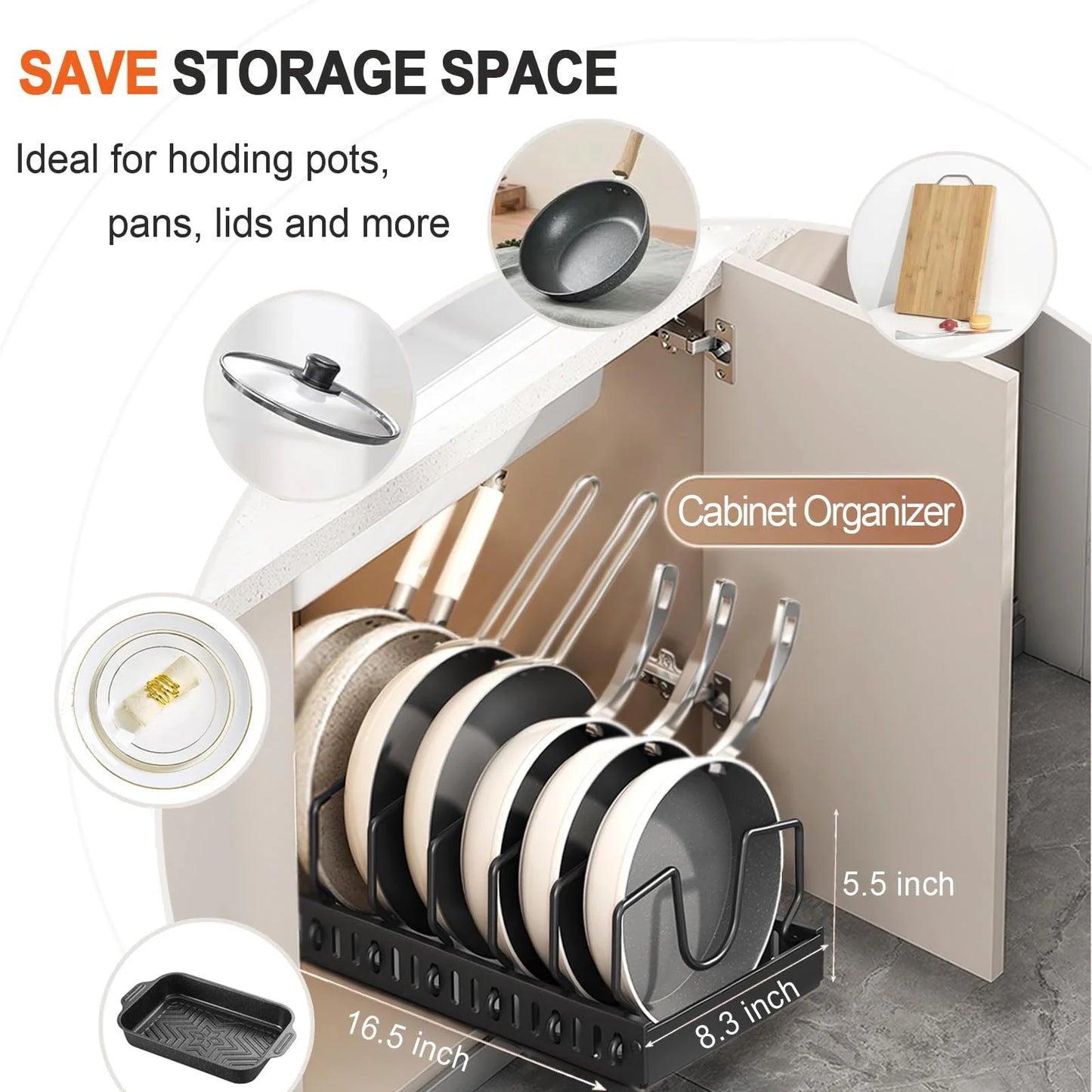 Pots and Pans Organizer Under Cabinet